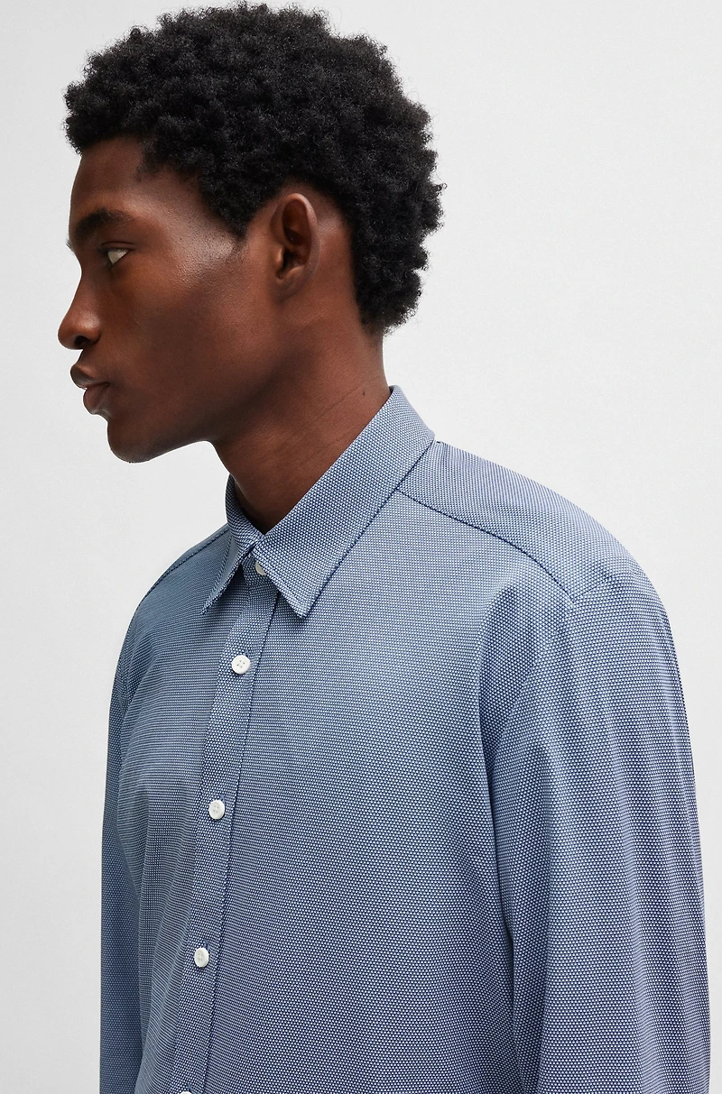 Regular-fit shirt patterned performance-stretch material
