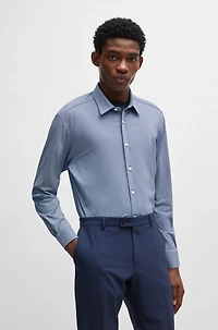 Regular-fit shirt patterned performance-stretch material