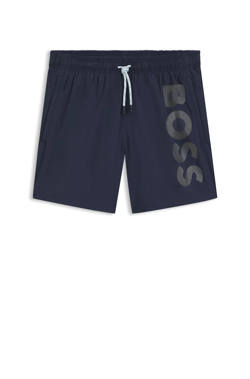 Swim shorts with vertical logo print