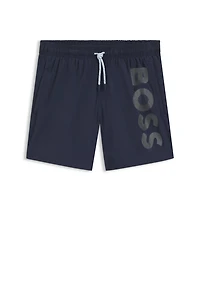 Swim shorts with vertical logo print