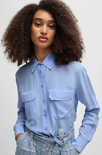 Relaxed-fit blouse sandwashed canvas with point collar