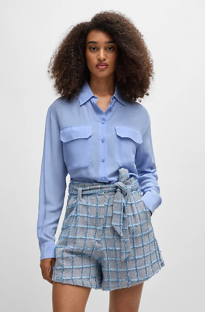 Relaxed-fit blouse sandwashed canvas with point collar