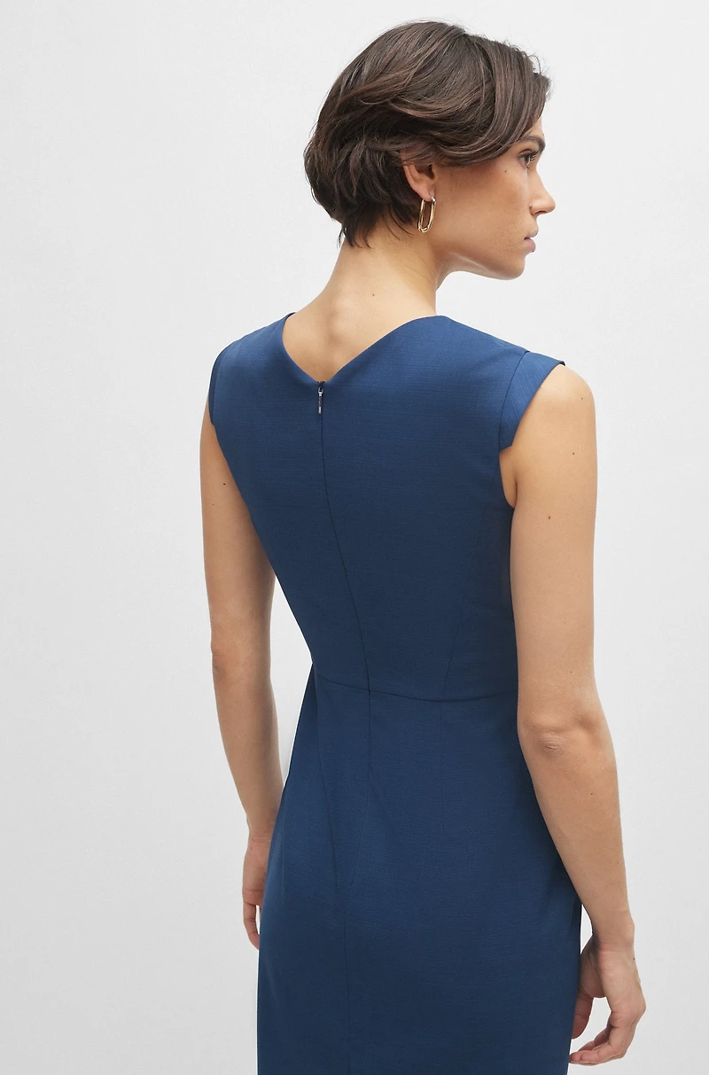 Cap-sleeve V-neck dress wool
