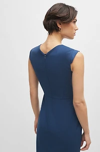 Cap-sleeve V-neck dress wool