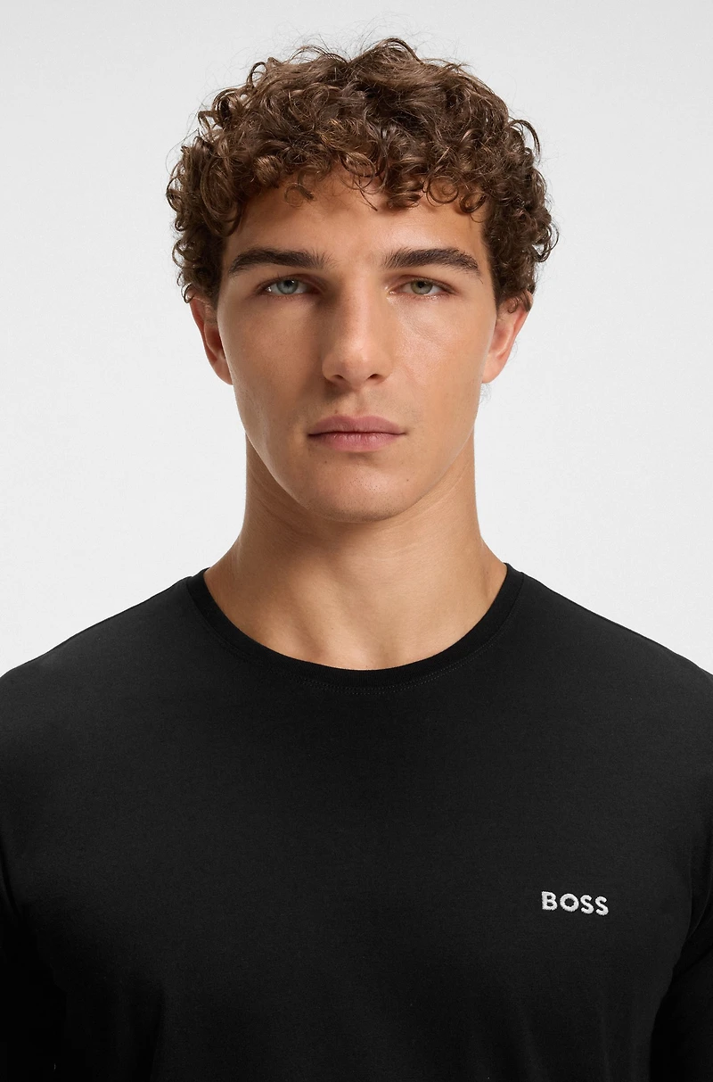 Stretch-cotton regular-fit T-shirt with logo detail