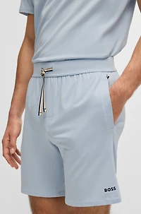Stretch-cotton pajama shorts with logo print