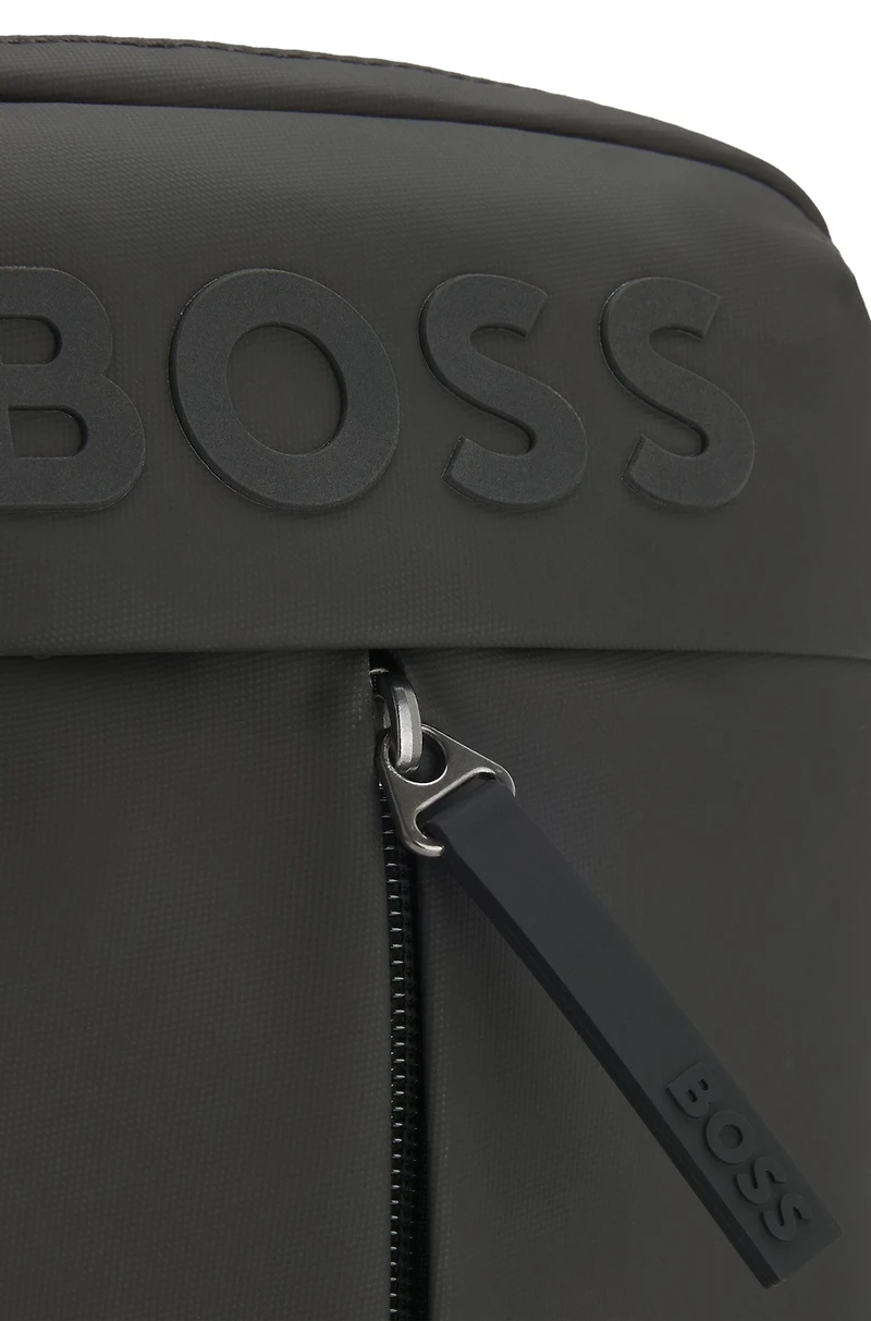Faux-leather reporter bag with tonal logo