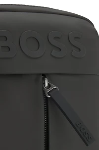 Faux-leather reporter bag with tonal logo