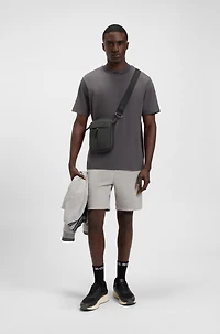 Faux-leather reporter bag with tonal logo