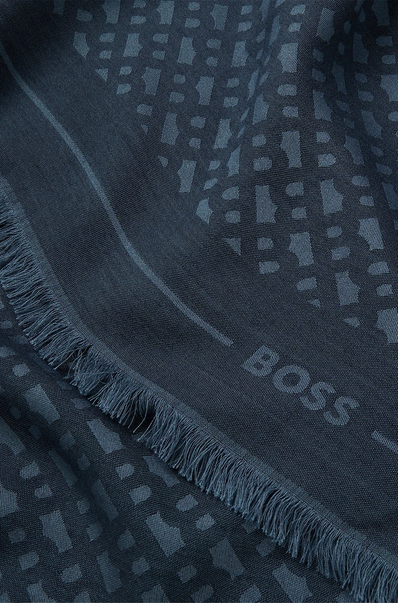 Monogram-jacquard scarf in modal and wool