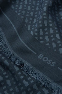 Monogram-jacquard scarf in modal and wool