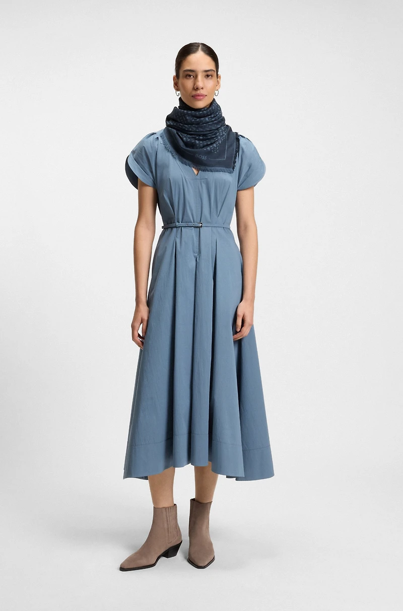 Monogram-jacquard scarf in modal and wool