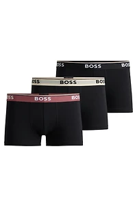 Three-pack of stretch-cotton trunks with logo waistbands