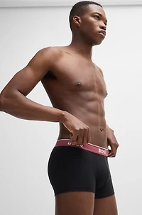 Three-pack of stretch-cotton trunks with logo waistbands