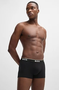 Three-pack of stretch-cotton trunks with logo waistbands