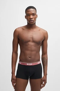 Three-pack of stretch-cotton trunks with logo waistbands
