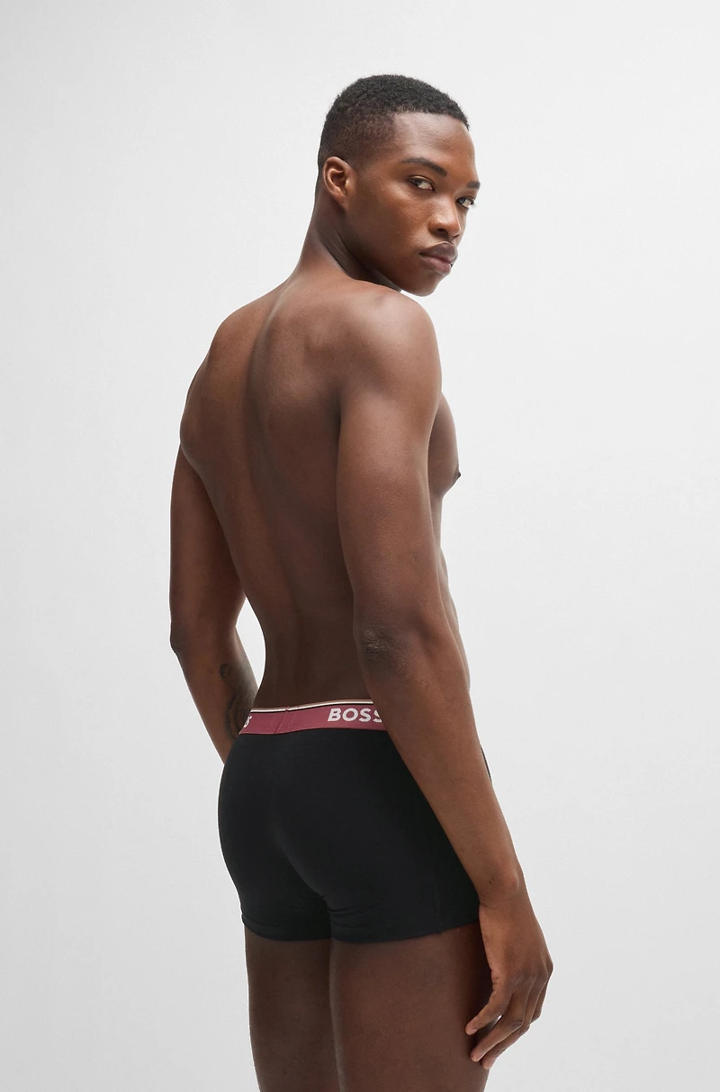 Three-pack of stretch-cotton trunks with logo waistbands