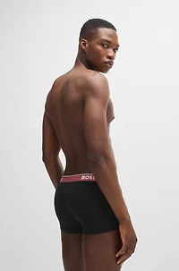 Three-pack of stretch-cotton trunks with logo waistbands