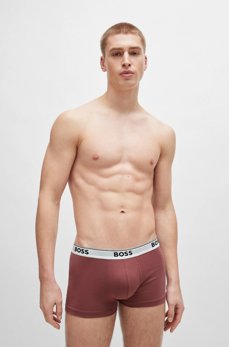 Three-pack of stretch-cotton trunks with logo waistbands