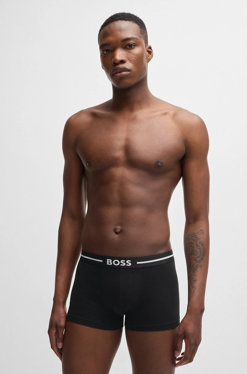Three-pack of stretch-cotton trunks with logo waistbands
