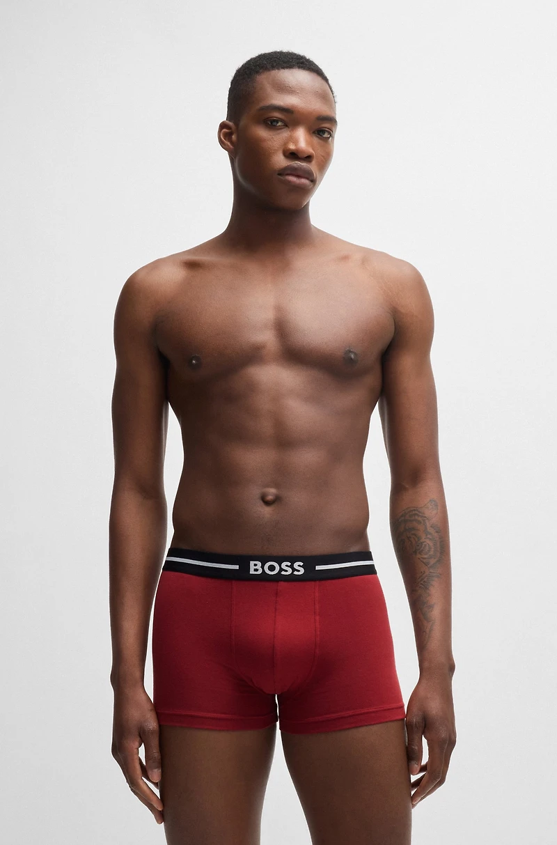 Three-pack of stretch-cotton trunks with logo waistbands