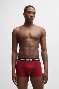 Three-pack of stretch-cotton trunks with logo waistbands