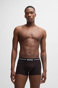 Three-pack of stretch-cotton trunks with logo waistbands