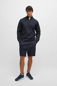 Stretch-cotton zip-neck sweatshirt with embossed artwork