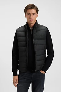 Water-repellent gilet with tonal logo
