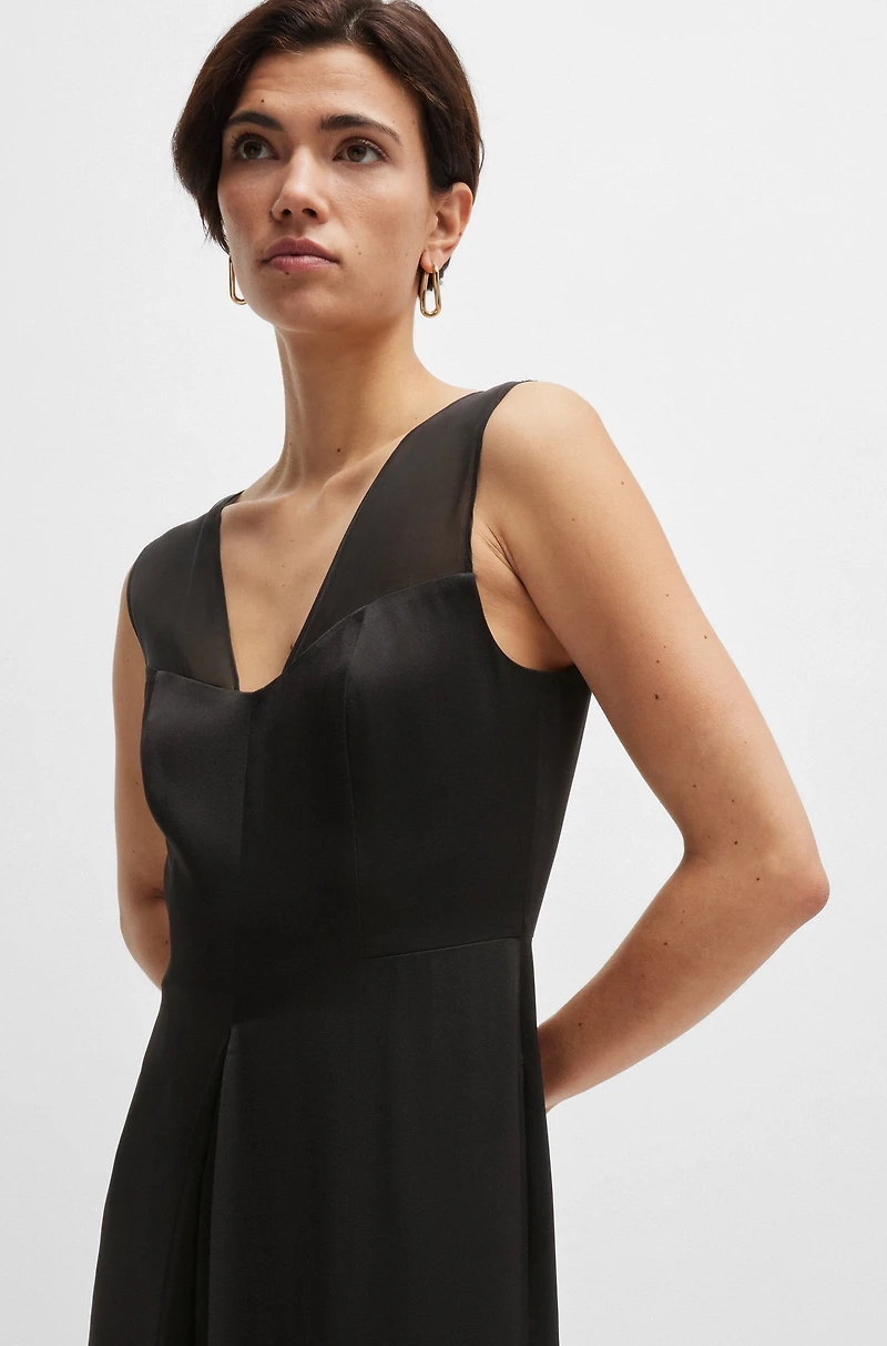 Jumpsuit lustrous fabric with layered effect