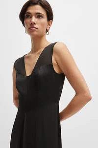 Jumpsuit lustrous fabric with layered effect