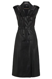 Faux-leather dress with double-breasted front