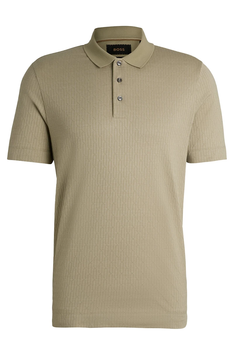 Regular-fit polo shirt quilted cotton and silk