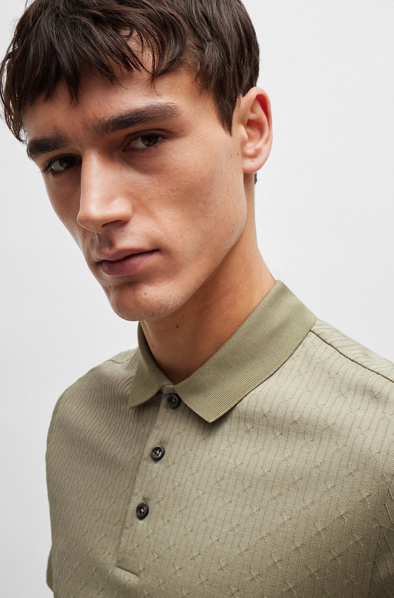 Regular-fit polo shirt quilted cotton and silk