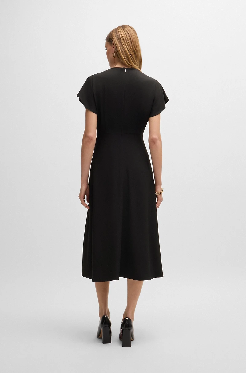 Keyhole-neckline dress with plissé insert
