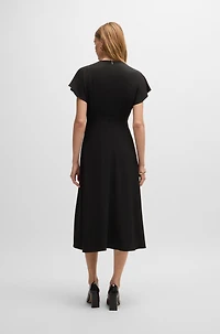 Keyhole-neckline dress with plissé insert