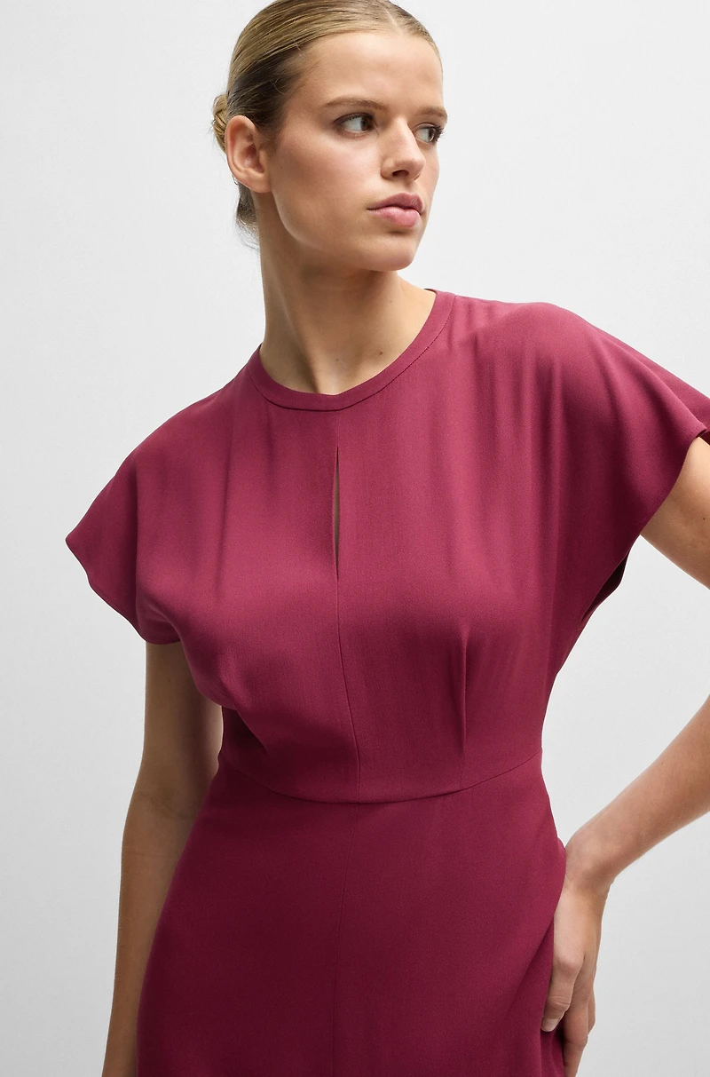 Keyhole-neckline dress with plissé insert