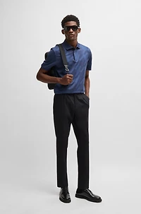 Mercerized-cotton slim-fit polo shirt with houndstooth jacquard