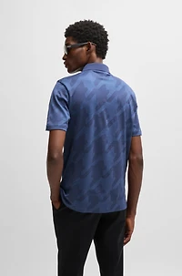 Mercerized-cotton slim-fit polo shirt with houndstooth jacquard