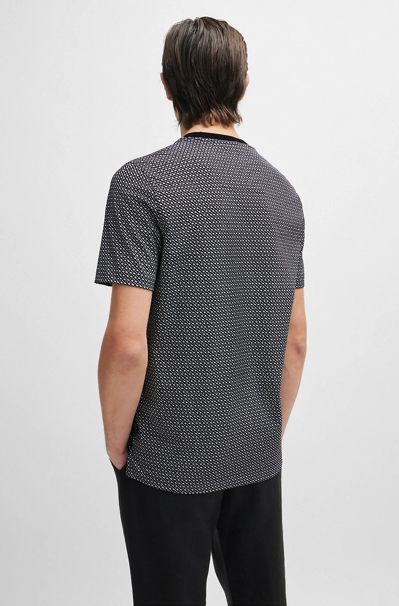 Mercerized-cotton T-shirt with two-tone monogram print