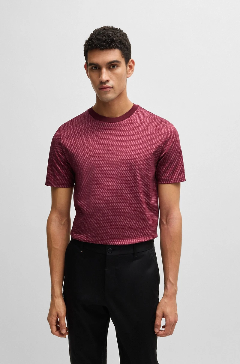 Mercerized-cotton T-shirt with two-tone monogram print