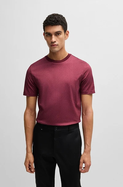 Mercerized-cotton T-shirt with two-tone monogram print