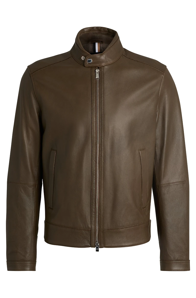 Regular-fit jacket grained leather