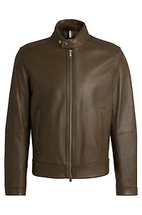 Regular-fit jacket grained leather