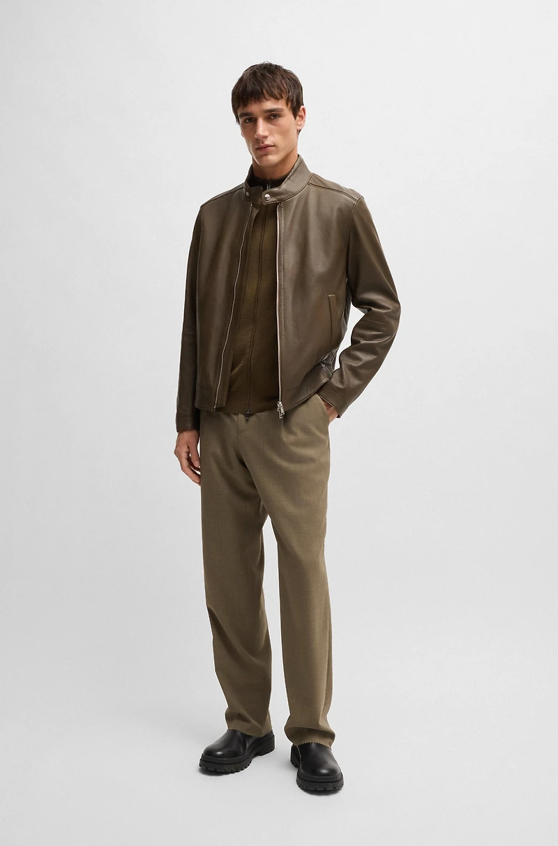 Regular-fit jacket grained leather