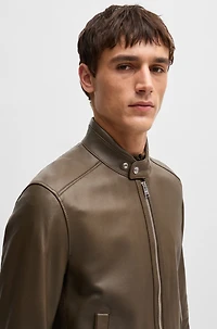 Regular-fit jacket grained leather