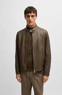 Regular-fit jacket grained leather