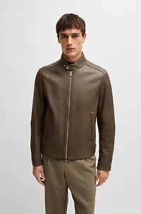 Regular-fit jacket grained leather