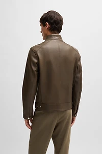 Regular-fit jacket grained leather