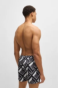 Micro-print swim shorts quick-dry fabric